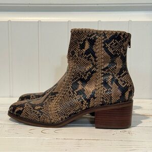 Unique and Stylish Brown Snake Print Ankle Boots